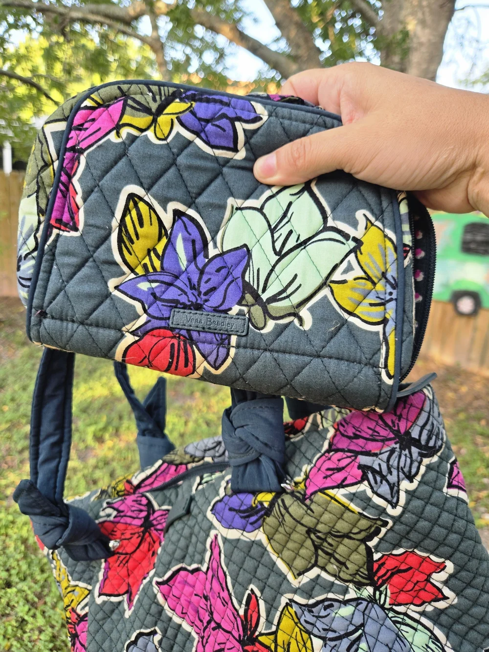 Vera Bradley Quilted Floral Hanging Cosmetic Makeup Organizer Travel Case